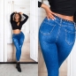 Preview: Basic Push Up Skinny Jeans mit leichten Used-Effekten - blue washed