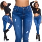 Preview: Basic Push Up Skinny Jeans mit leichten Used-Effekten - blue washed