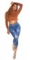 Preview: Moderne 7/8 Highwaist-Jeans im Used-Look - blue washed