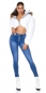 Preview: Stretch Skinny Jeans mit Knopfleiste - blue washed