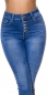 Preview: Stretch Skinny Jeans mit Knopfleiste - blue washed