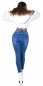 Preview: Stretch Skinny Jeans mit Knopfleiste - blue washed