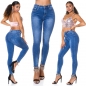 Preview: Basic Push Up Skinny High Waist Jeans in blue washed