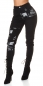 Preview: High Waist Stretch Jeans mit frechen Prints - schwarz