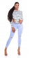 Preview: Skinny-Jeans mit modischen Used-Effekten - light blue