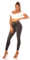 Preview: High Waist Stretch-Jeans im Used-Look - black washed