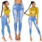 Preview: Push-Up Jeans im sexy Used-Look - blue washed