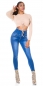 Preview: Sexy figurbetonte High Waist Jeans mit aufgesetzter Knopfleiste - blue washed