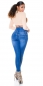 Preview: Sexy figurbetonte High Waist Jeans mit aufgesetzter Knopfleiste - blue washed