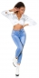 Preview: Helle Stretch Skinny Jeans mit Knopfleiste - light blue