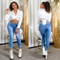 Preview: Helle Stretch Skinny Jeans mit Knopfleiste - light blue