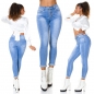 Preview: Helle Stretch Skinny Jeans mit Knopfleiste - light blue