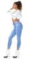 Preview: Helle Stretch Skinny Jeans mit Knopfleiste - light blue