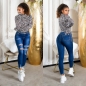 Preview: Sexy Stretch Jeans im Used-Look - blue washed