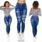 Preview: Sexy Stretch Jeans im Used-Look - blue washed