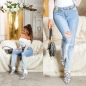 Preview: Mom Fit Jeans mit Vintage-Effekten im Ombre Style - blau