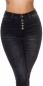 Preview: Stretch Skinny Jeans mit Knopfleiste - schwarz