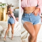 Preview: Modische Damen Jeans-Shorts im Used-Look - blue washed