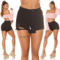 Preview: Modische Damen Jeans-Shorts im Used-Look - schwarz