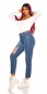 Preview: Modische Mom Fit Jeans mit Rissen in blue washed