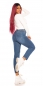 Preview: Modische Mom Fit Jeans mit Rissen in blue washed