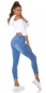 Preview: Moderne Stretch-Jeans mit Elastikbund und Bindebändchen - bluewashed