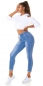 Preview: Moderne Stretch-Jeans mit Elastikbund und Bindebändchen - bluewashed