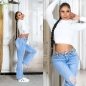 Preview: Moderne Bootcut Schlagjeans mit Vintage-Effekten - light blue