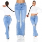 Preview: Moderne Bootcut Schlagjeans mit Vintage-Effekten - light blue