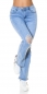 Preview: Moderne Bootcut Schlagjeans mit Vintage-Effekten - light blue