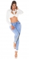 Preview: Modische PushUp High Waist Used Damen Jeans Hose - blue washed
