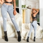 Preview: Sexy Skinny-Jeans im Used Look - light grey