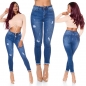 Preview: Sexy Skinny Stretch-Jeans mit Used-Effekten - blue washed