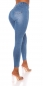 Preview: High Waist-Jeans mit aufgesezter Knopfleiste in blue washed