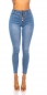 Preview: High Waist-Jeans mit aufgesezter Knopfleiste in blue washed