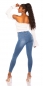 Preview: High Waist-Jeans mit aufgesezter Knopfleiste in blue washed