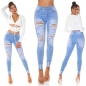 Preview: Sexy Stretch-Jeans im modischen destroyed Look - blue washed