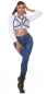 Preview: Sexy Skinny Jeans mit Schleifen-Verzierung in blue washed