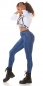 Preview: Sexy Skinny Jeans mit Schleifen-Verzierung in blue washed