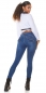 Preview: Sexy Skinny Jeans mit Schleifen-Verzierung in blue washed