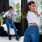 Preview: Sexy Skinny Jeans mit Schleifen-Verzierung in blue washed