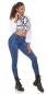 Preview: Sexy Skinny Jeans mit Schleifen-Verzierung in blue washed