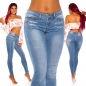 Preview: Sexy Skinny- Hüftjeans mit süssen Zier-Zippern - light blue