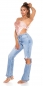 Preview: Bootcut Highwaist Jeans mit Rissen in light blue