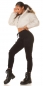 Preview: Moderne Damen High Waist Cargo Jeans Hose in schwarz