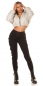 Preview: Moderne Damen High Waist Cargo Jeans Hose in schwarz