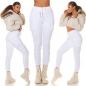 Preview: Moderne Damen High Waist Cargo Jeans Hose in weiß