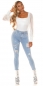 Preview: Sexy Skinny-Jeans im Used Look mit Strass Herz - light blue