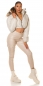 Preview: Sexy Lederlook-Hose im Cargo-Design - beige