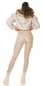 Preview: Sexy Lederlook-Hose im Cargo-Design - beige